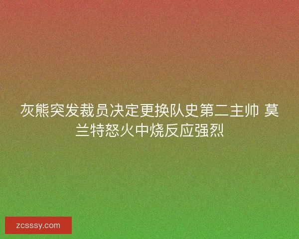 灰熊突发裁员决定更换队史第二主帅 莫兰特怒火中烧反应强烈