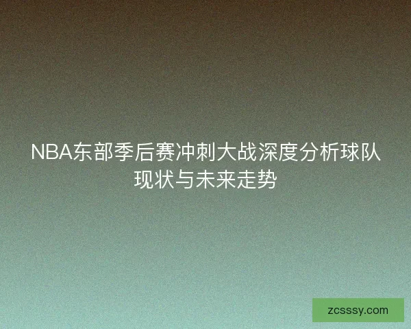 NBA东部季后赛冲刺大战深度分析球队现状与未来走势