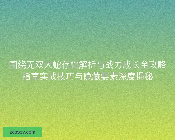 围绕无双大蛇存档解析与战力成长全攻略指南实战技巧与隐藏要素深度揭秘