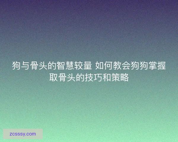 狗与骨头的智慧较量 如何教会狗狗掌握取骨头的技巧和策略